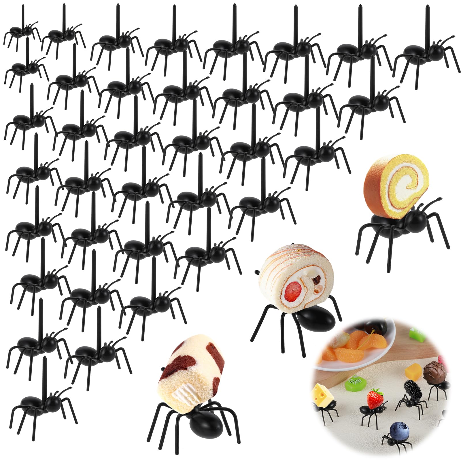 Photo 1 of 36Pcs Ant Toothpicks, Reusable Food Picks for Bug Birthday Party Decorations Halloween Party Supplies Cute Fruit Dessert Forks Appetizer Forks for Picnic Themed Party Decorations