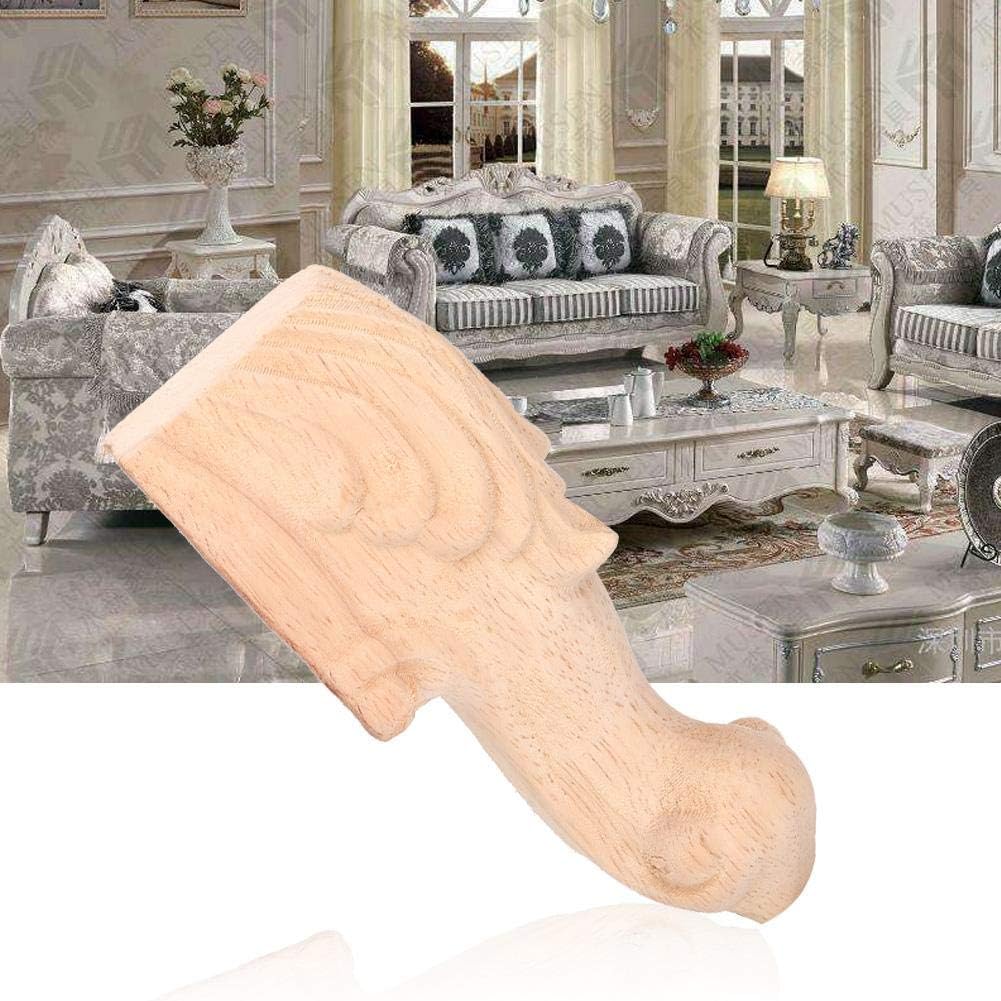 Wifehelper 4 x Cabinet Legs Sofa Carved Table Leg Furniture Legs European Style Wooden Carving Corner Applique Home Furniture Decor (15 x 6 cm) - Image 4