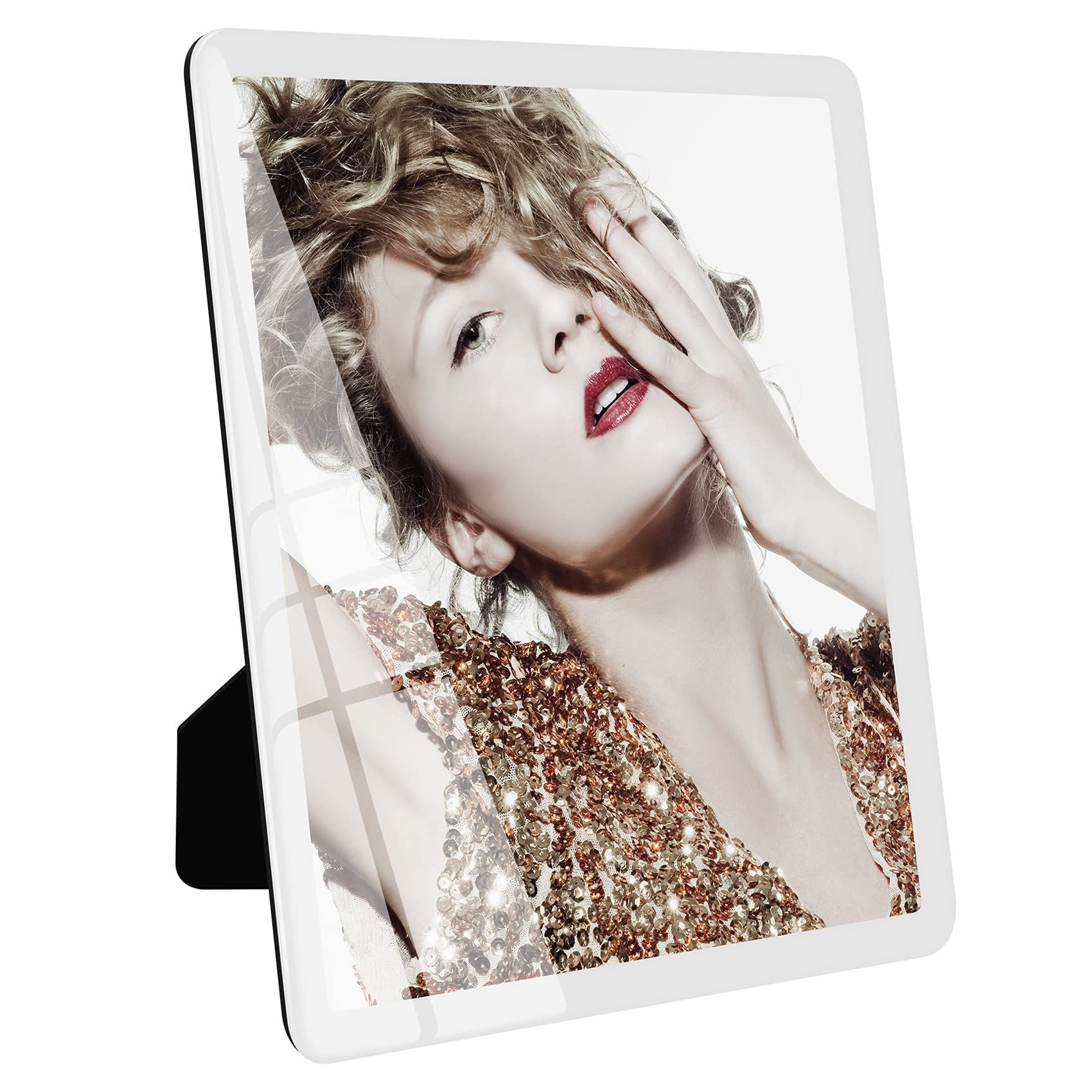 ASEEWO white 5x7 photo frame, picture frames glass, hanging picture frames, Matted for wall and tabletop Decor (5X7, white)