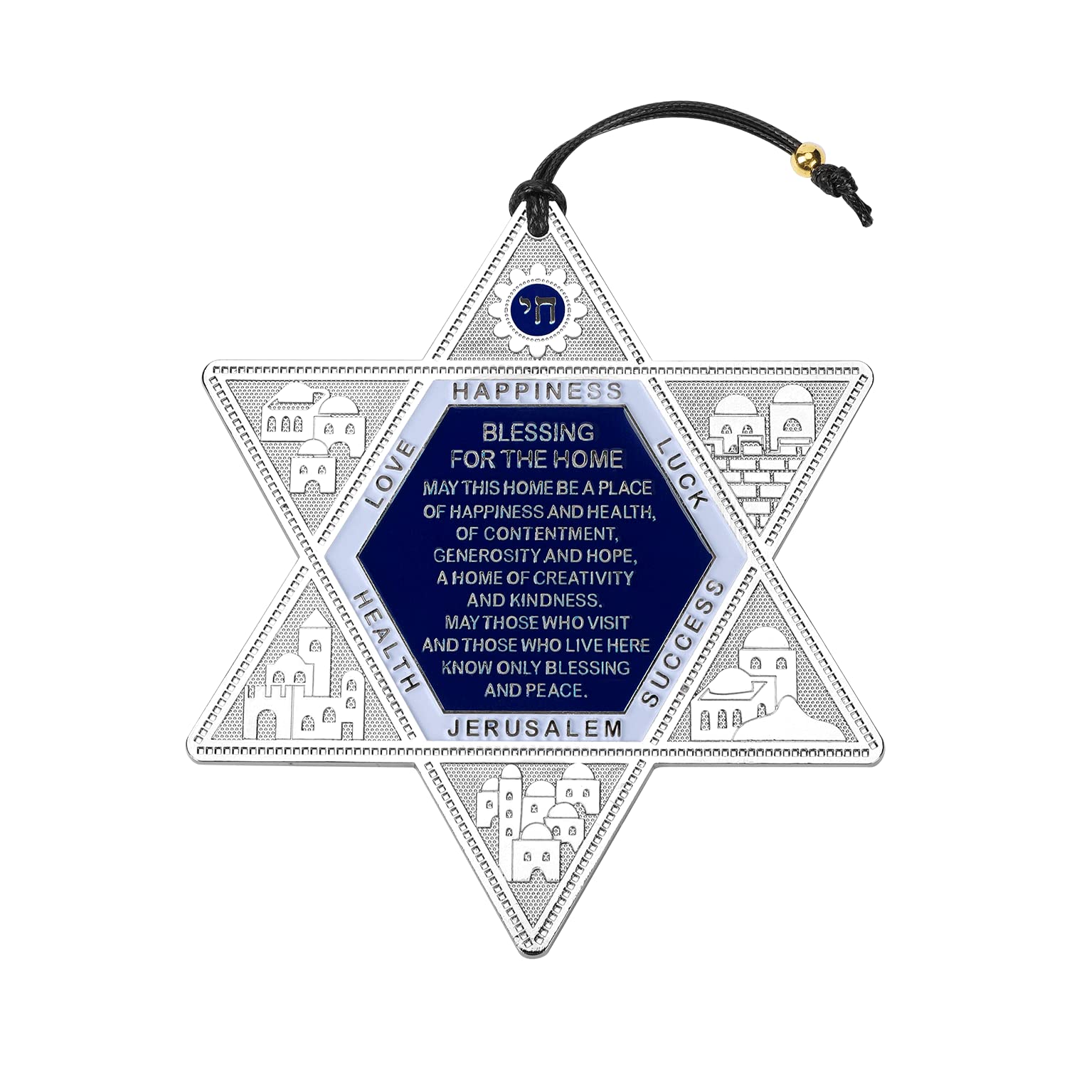 BRTAGG Star of David Wall Hanging Decor with English Blessing for Home 15.5cm Wide Jewish Gifts