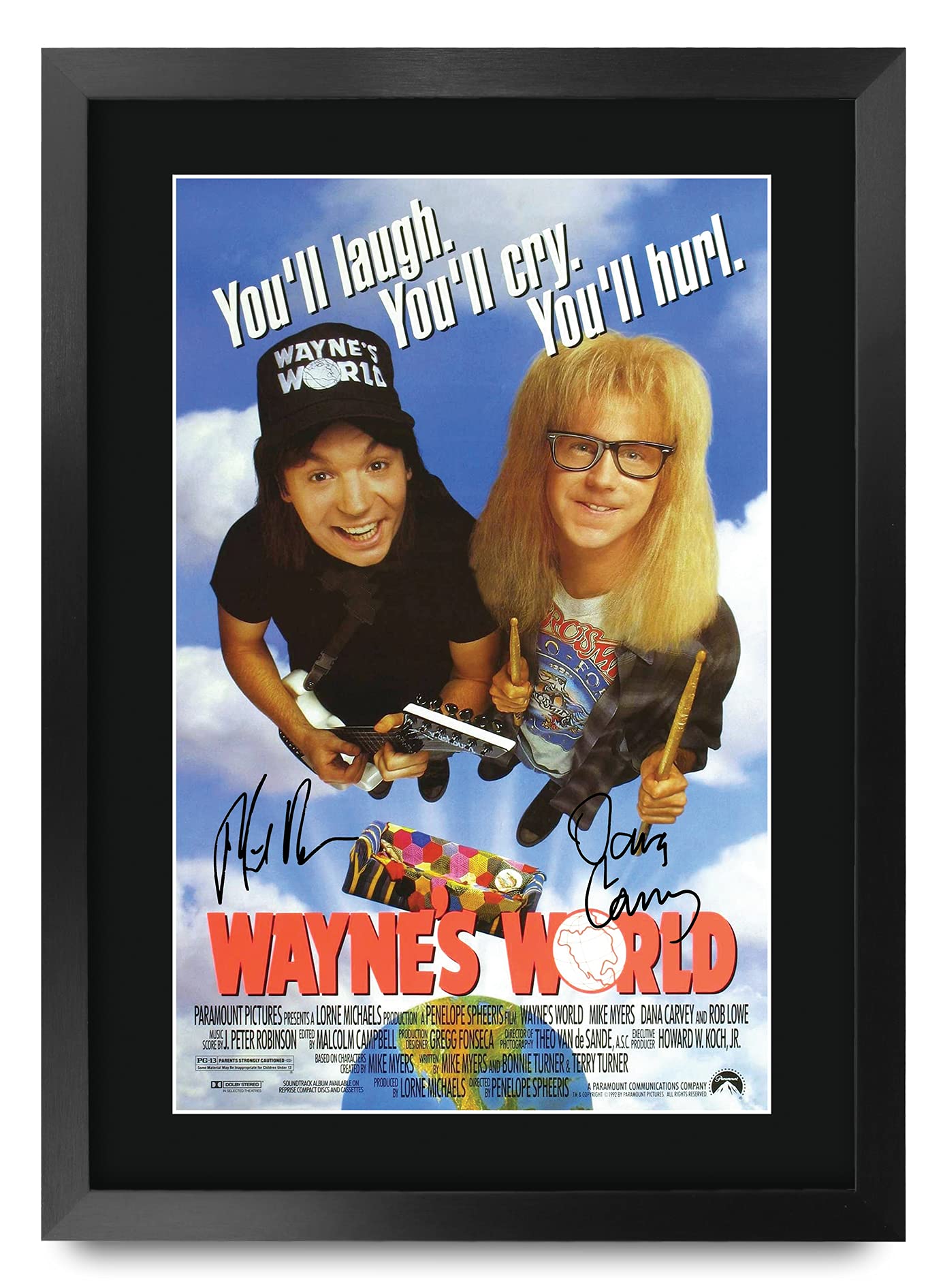 HWC Trading FR A3 Wayne's World 1 Mike Myers Gifts Printed Poster Signed Autograph Picture for Movie Memorabilia Fans - A3 Framed