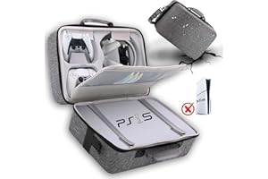 YLTIMER Hard Shell Carrying Case for PS5, Portable Protective Travel Case for PS5, Large Capacity Storage Bag for PlayStation 5 Compatible for Console Controller,Disk Headset Base (Grey)
