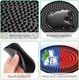 Yafe 8Pcs Black Coasters Thick Silicone 0.2in 10x10cm Non-Slip Round Set view 4