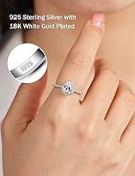 Oivley 2CT Pear Shaped Engagement Rings for Women