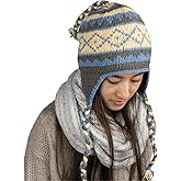 Tribe Azure Fair Trade Womens Beanie Hats, Warm Knit, Women's Skullies Beanie for Women, Boho Knit Wool Blue