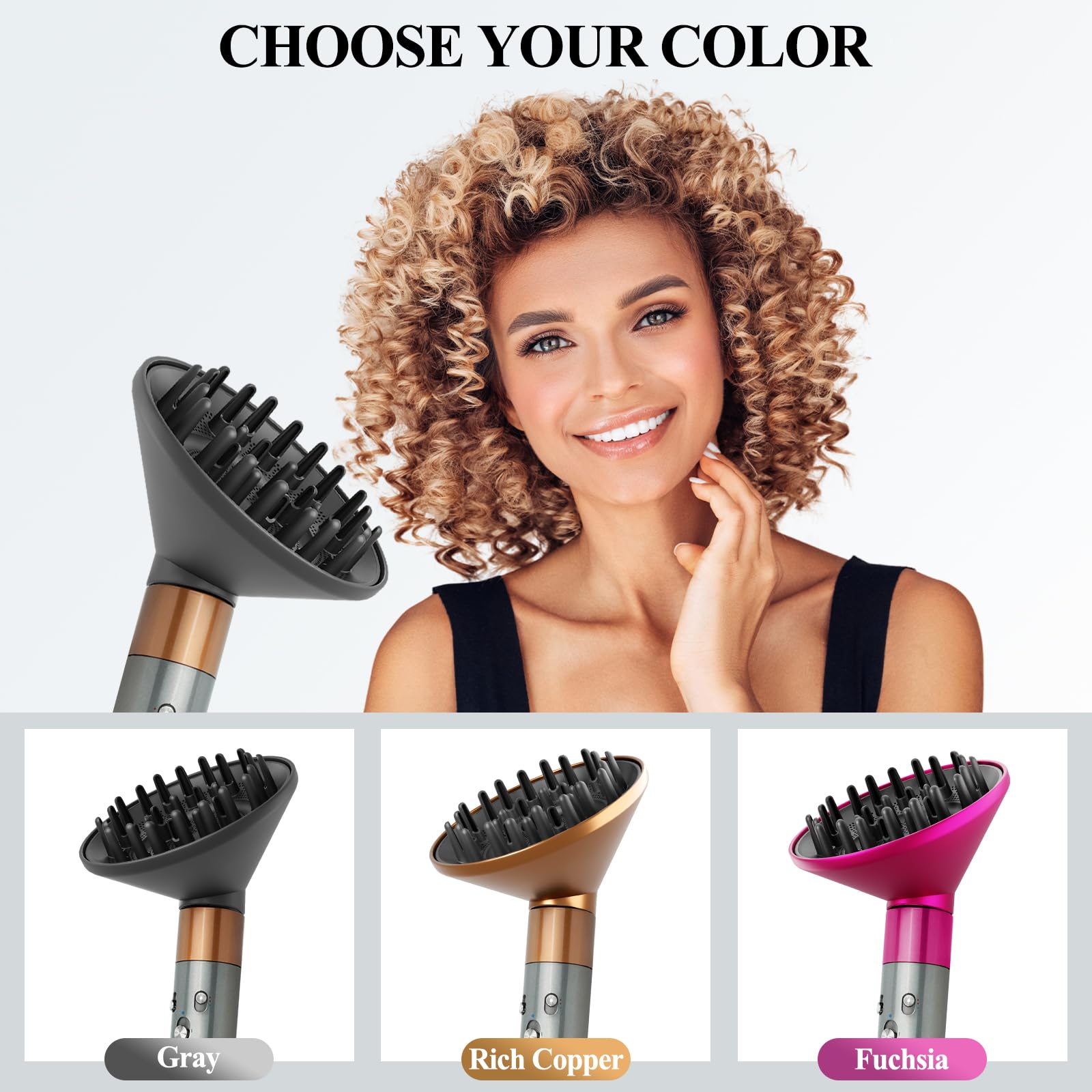 Large Diffuser Attachment Compatible with Dyson Airwrap, Upgraded Bigger Diffuser Nozzle to Dryer Faster and Define Curls Hair, Grey