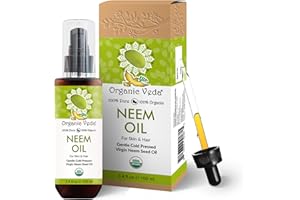 Organic Veda Neem Oil - Pure, Cold Pressed & Organic Neem Oil for Skin, Hair, Face, Body, Scalp - Natural Moisturizer, Virgin Neem seed oil - Rich in Vitamin E, Fatty Acids, Antioxidants - 3.4 fl oz