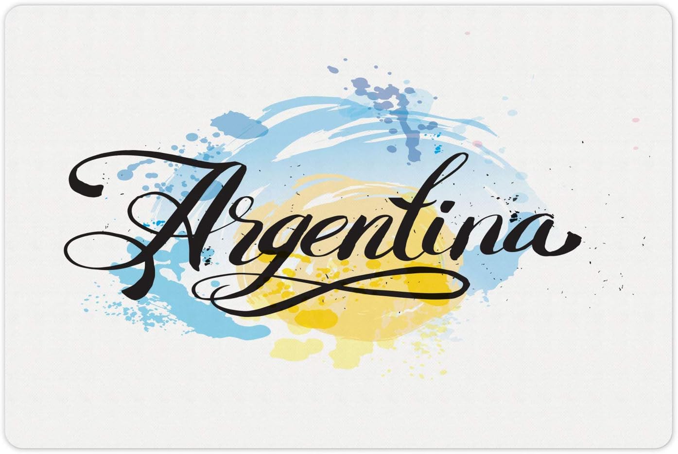 Amazon Com Lunarable Argentina Pet Mat For Food And Water Lettering Logo Rising Sun And Water Splashed Watercolor Effect Rectangle Non Slip Rubber Mat For Dogs And Cats Baby Blue Mustard And Black