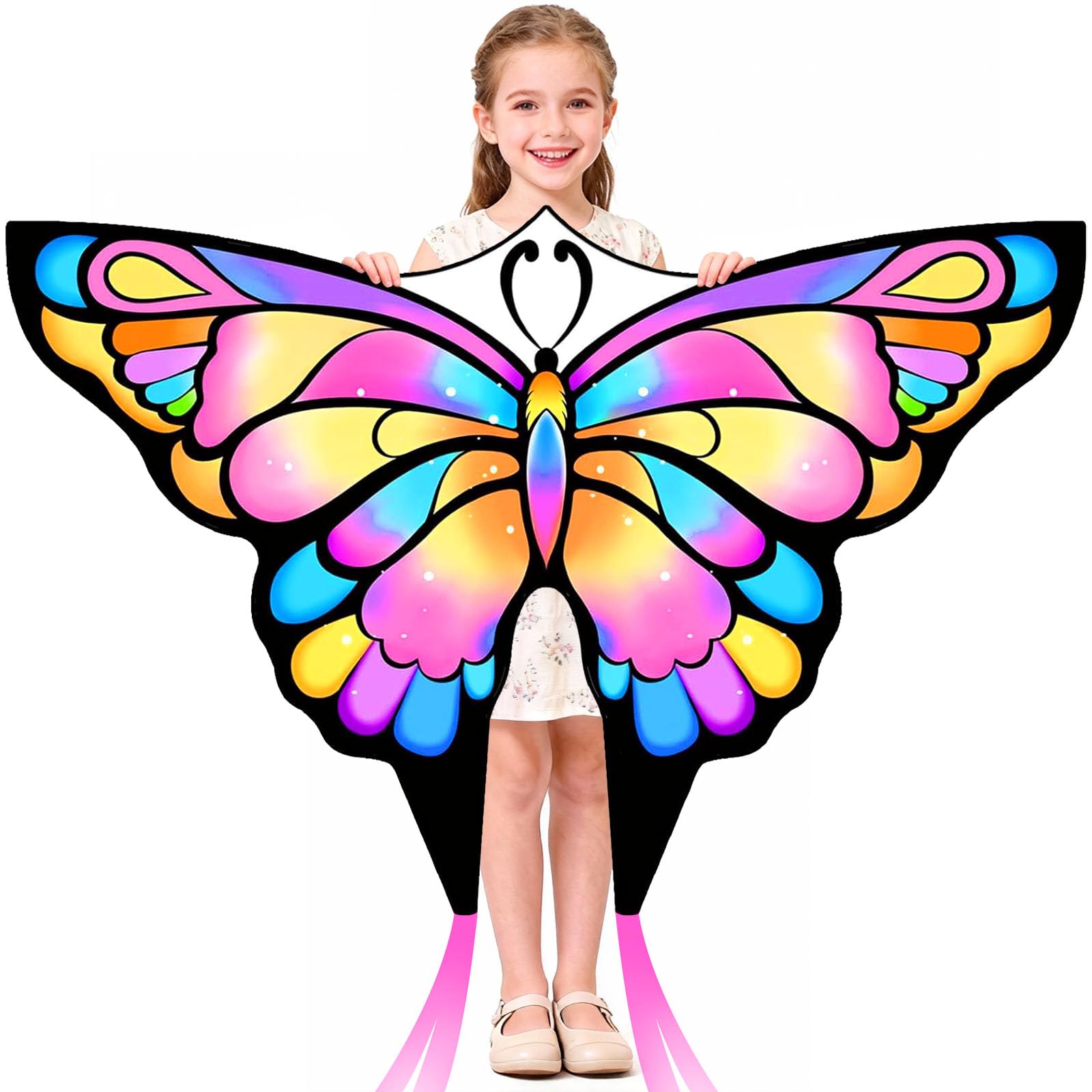Simxkai Butterfly Kite for Kids & Adults, Easy to Fly Big Kite for Beginners, Line Handle Included