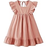 LYXIOF Toddler Girl Cotton Linen Ruffle Sleeveless Casual Dress Kids Summer Beach Sundress