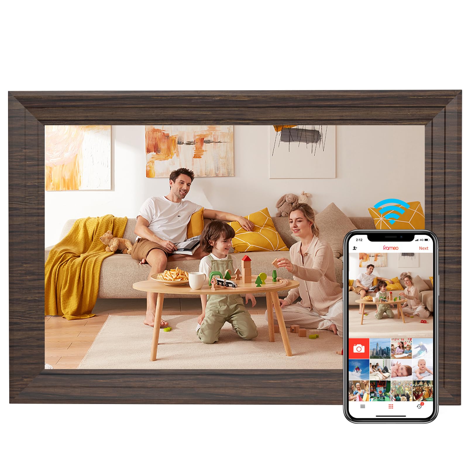 Aorpdd 10.1 Inch WiFi Cloud Digital Photo Frame, 1280 * 800 Resolution 16:10 HD IPS Touch Screen Display, 32GB Storage Space, Share Your Photos and Videos via Free Frameo at Anytime and Anywhere