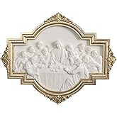 ShineOnAngel The Last Supper Wall Sculpture Gold Framed Relief Wall Art Leonardo da Vinci Last Supper Wall Decor for Dining Room 12.5 Inch Modern Home Decor