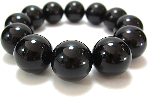Amazon 最高品質aaaランク チベット産モリオン 黒水晶 ブレスレット 大玉18mm 12粒 内径16cm モリオン黒水晶ameri ブレスレット 通販