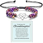 LIU JUN For Granddaughter - A Link That Can Never Be Undone Peach Blossom Knot Bracelet, From Grandma Always Brave And Strong Adjustable Braided inspirational Christmas Gift Jewelry