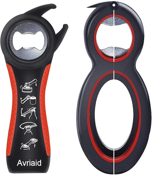 2 Pack Multifunction 4 in 1 Can Opener Twist Off Lid and 5 in 1 Bottle Beer Soda Openers Soft