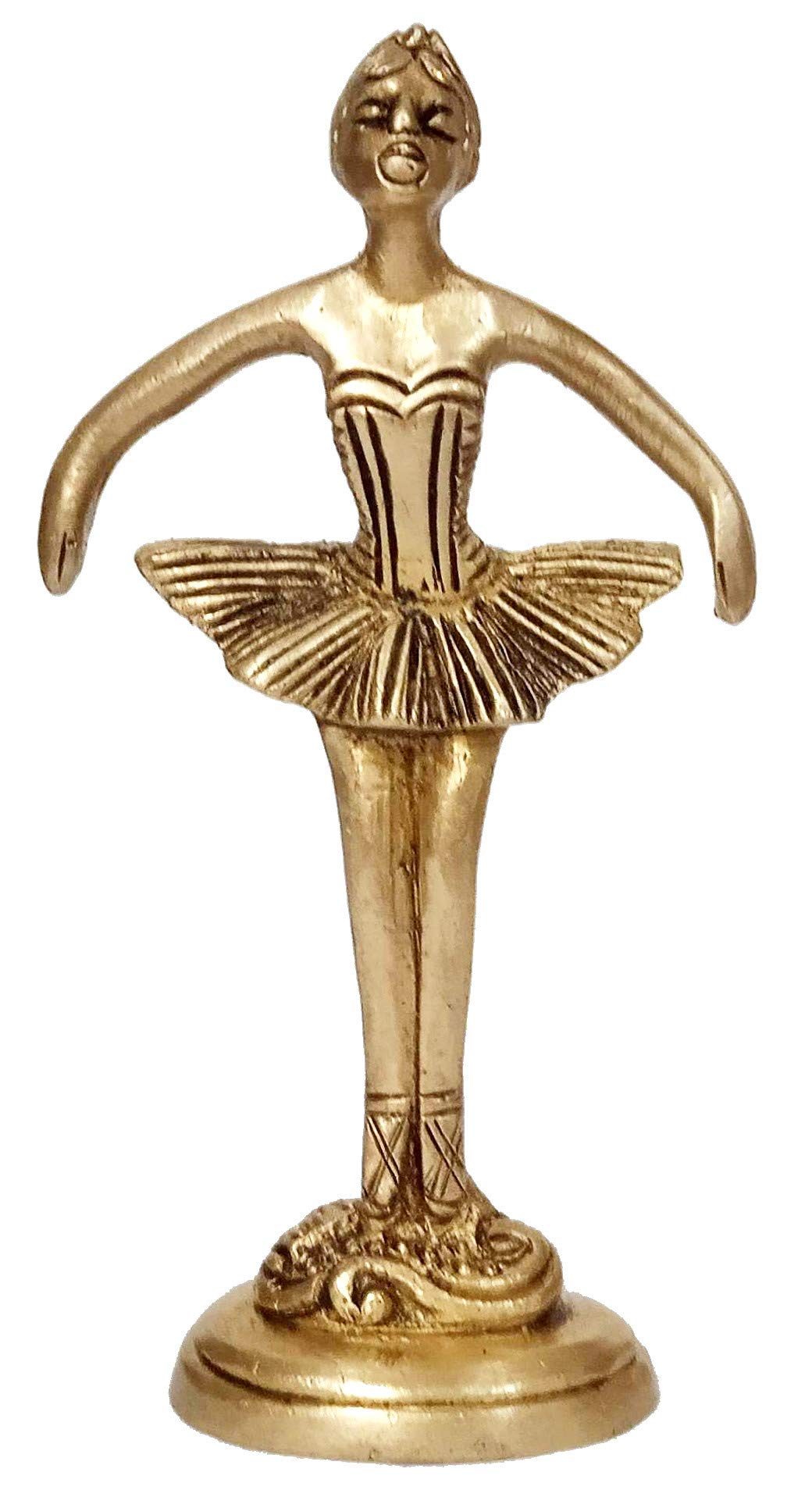 Purpledip Brass Statue Ballet Dancing Girl: Ballerina In Dance Pose (12264B)