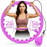 JLoibao Weighted Hula Circle with 26 Links(56 Inch) for Adults Weight Loss, Infinity Fitness Hoop Plus Size, for Women Smart 