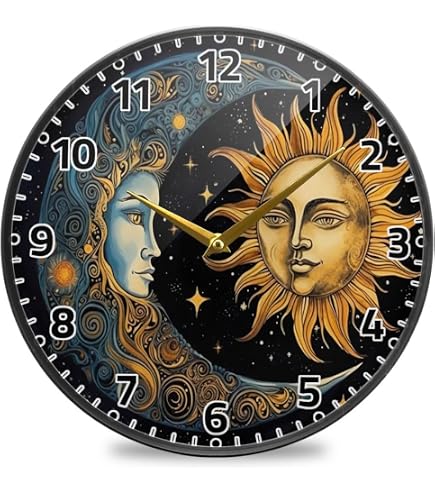 Amazon.com: ALAZA Sun Moon Stars Alchemy Witchy Wall Clock Battery