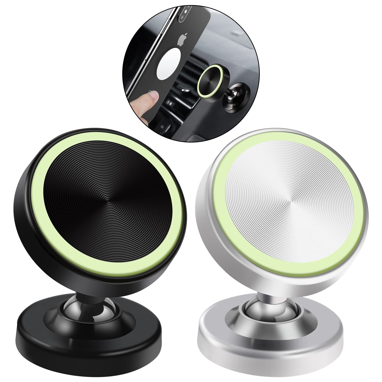 Vinabo 2 Pack Magnetic Car Phone Holder, Compatible with All Smartphones, Car Accessories Indoor
