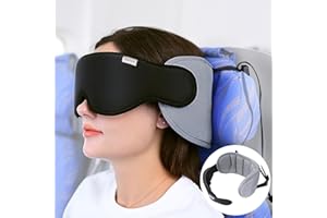 SARISUN Travel Pillow for Airplanes, Neck Pillow for Sleeping Travel with Eye Mask, Kids Travel Pillow for Car, Road Trip Car Headrest, FSA HSA Eligible Approved, Grey