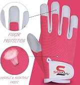 SAWANS Leather Gardening Gloves Women Men Thorn Proof Pink M (Pack of 1) view 2