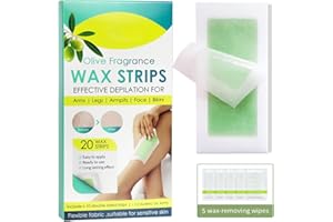 EUWYIO Wax Strips - Facial Hair Removal For Women, Wax Strips for Hair Removal, Wax Strips for Face,Hair Remover, Wax Kit for Hypoallergenic All Skin Types, Face, Legs, Arms, Armpits, Bikini, Green