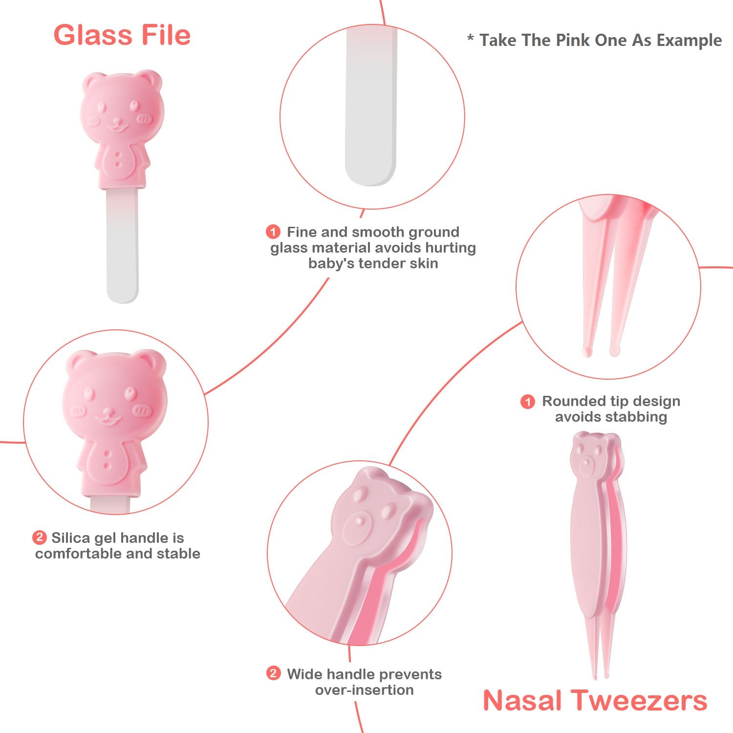 Faireach Trousse de Soin Bébé Coupe Ongle Bébé Set de 4 pièces-Cisaux à ongles, Coupe-ongle, Lime à ongle, Pince à épiler pour nouveau-né, nourrisson, enfant en bas âge en Violet Clair