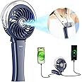 HandFan 4000mAh Misting Fan with Portable Charger, 50ml Water Tank, Rechargeable Handheld Personal Mister Fan, Spray Water Mist Fans, Foldable Electric Hand Fans for Beach Travel Outdoors(Royal Blue)