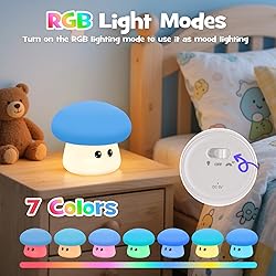 Squishy Big Eyes Mushroom Night Light with RGB Mode