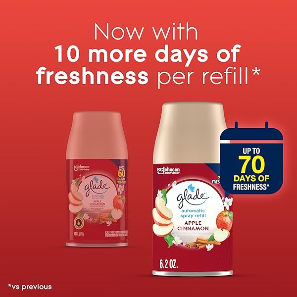 GLADE AUTOMATIC SPRAY REFILL, AIR FRESHENER FOR HOME AND BATHROOM, APPLE CINNAMON, 6.2 OZ