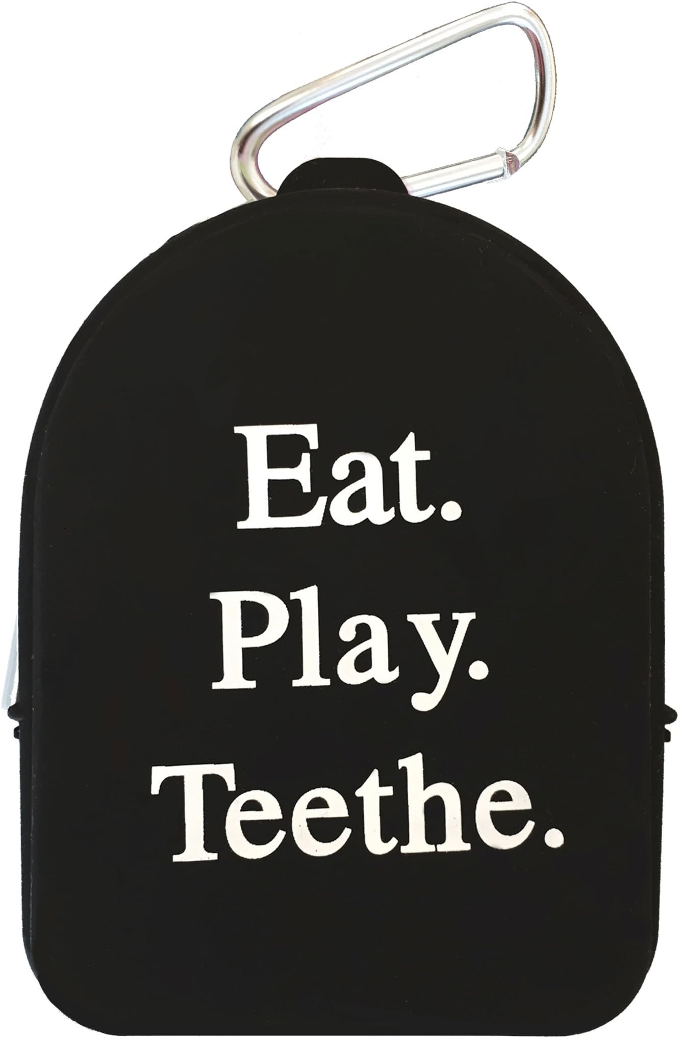 Silli Chews Grab and Go Pacifier Holder Pod and Teether Case Storage Tote for Teething Toys, Snacks, and Tethers- Black Bag
