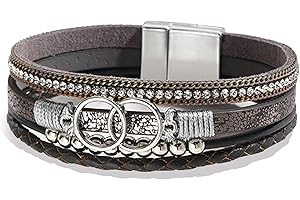 Long tiantian Leather Wrap Bracelets for Women Stackable Bracelets Boho Bracelets for Women Western Bracelets Jewelry Gifts Trendy Stuff