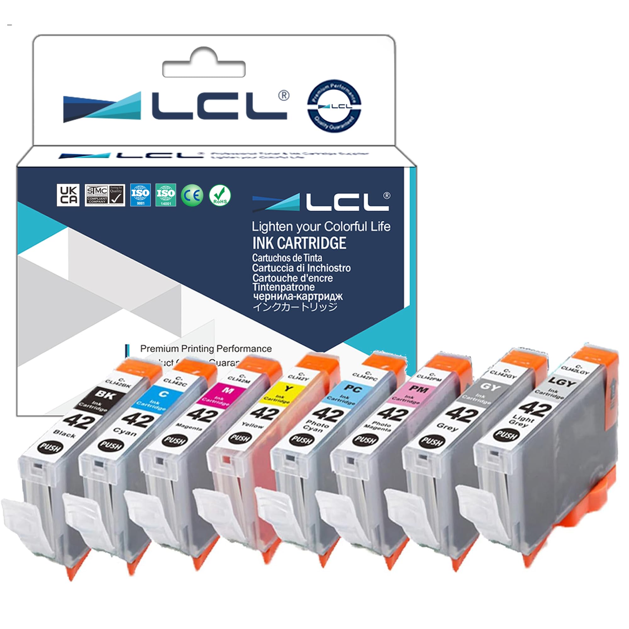 LCL Compatible Ink Cartridge CLI-42 CLI42 (8 BK C M Y PC PM GY LGY) Replacement for Canon PIXMA Pro-100 PIXMA Pro-100S