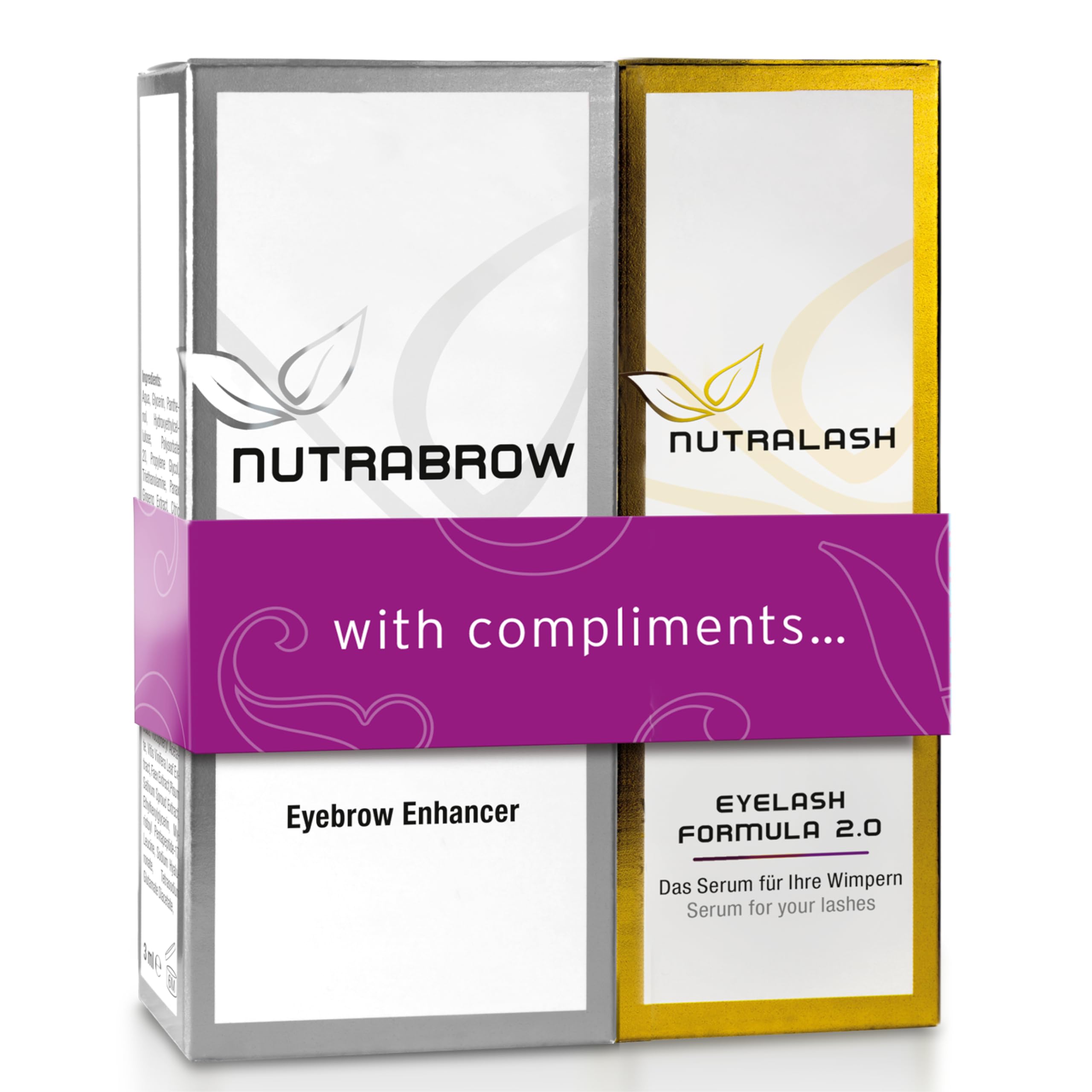 Nutracosmetic NutraBrow Eyebrow Enhancer & Nutralash Eyelash Formula 2.0 I Dense Eyebrow and Long Eyelashes in 6-12 Weeks I Serum for Eyelash and Eyebrow Growth I 3 ml & 1 ml