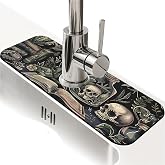 Kitchen Sink Splash Guard，Books and skulls Faucet Mat Sink Gadgets-Super Absorbent Fast Drying Mat Drip Catcher for Kitchen, Bathroom,Sink Mat, Dish Drying Mat, Bathroom(15