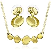 PeliZen Gold Jewelry Set for Women, Dangle Earrings Pendant Necklace Set 14K Gold Plated Hypoallergenic Jewelry Gift for Her