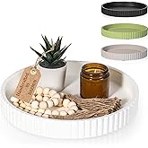 Baemin Concrete Coffee Table Tray, 11" Decorative Tray for Home Decor, Sturdy Modern Centerpiece, Round Serving Tray with Flu