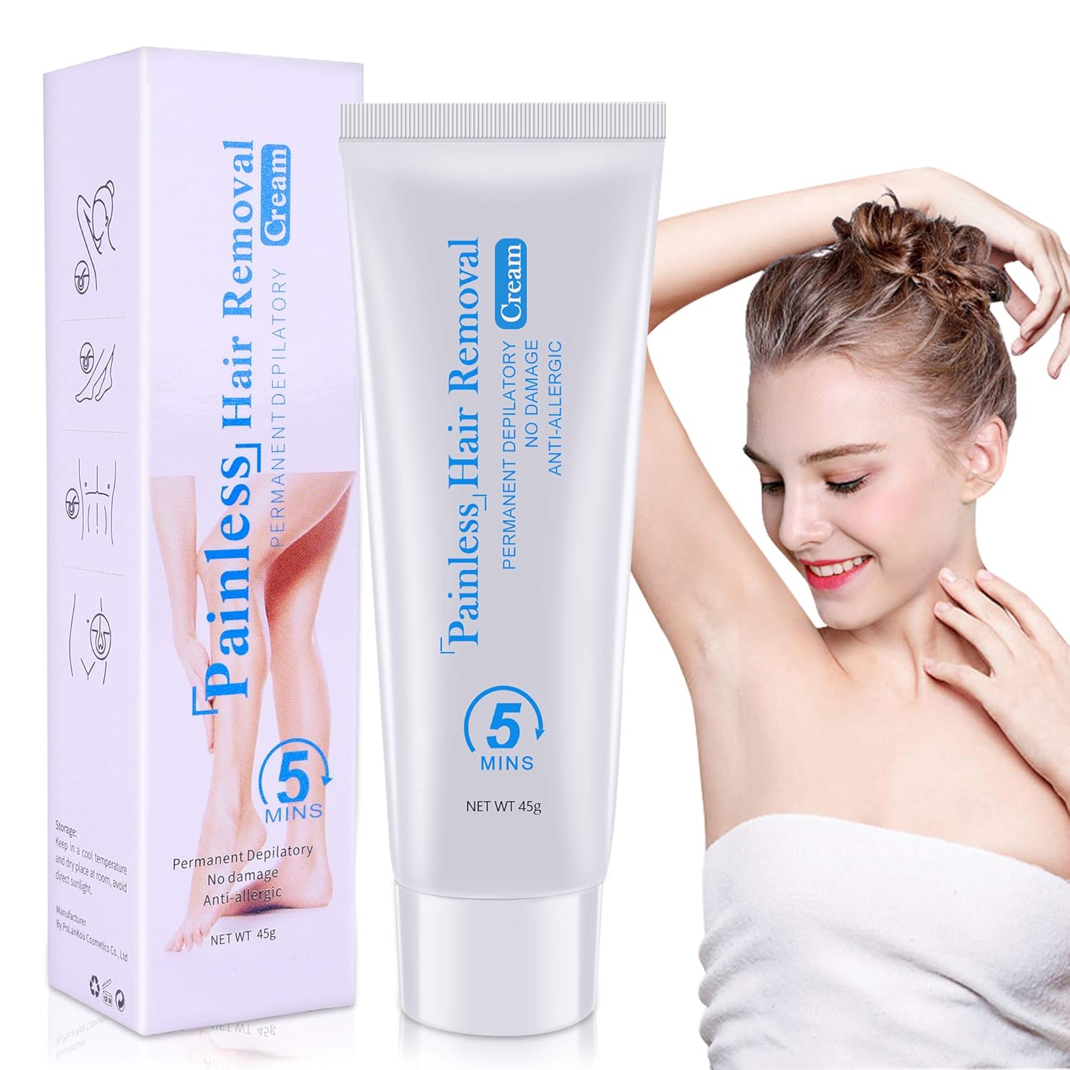 Haphome Hair Removal Cream for Women and Men, Permanent Depilatory Cream, Friendly