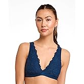 JENNY JEN Women's Ivy Lace Bralette with Adjustable Straps, Unpadded Unlined Wireless Plunge Bra, Perfect Everyday Lingerie
