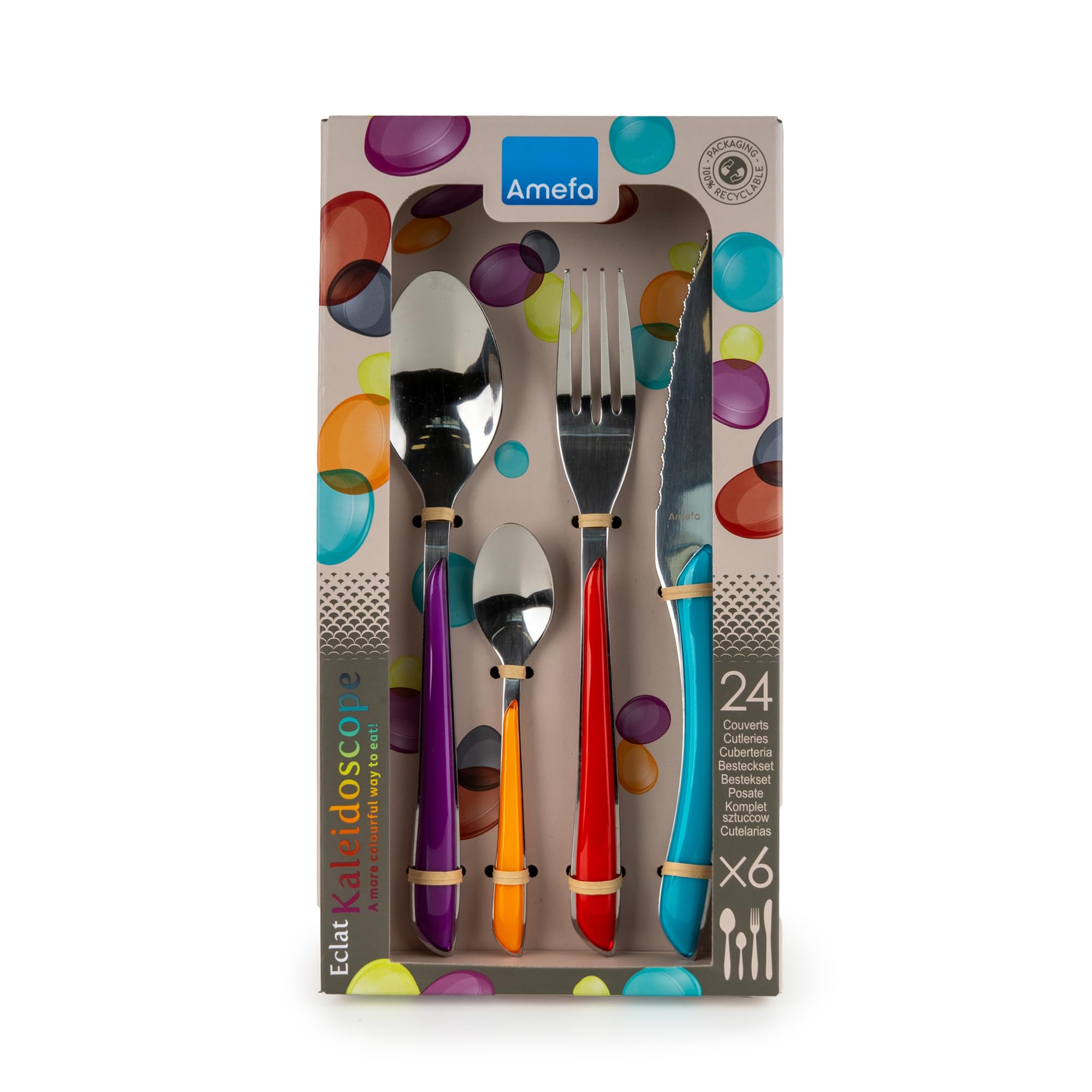 Amefa ECLAT Kaleidoscope Colourful 24pc Cutlery Set