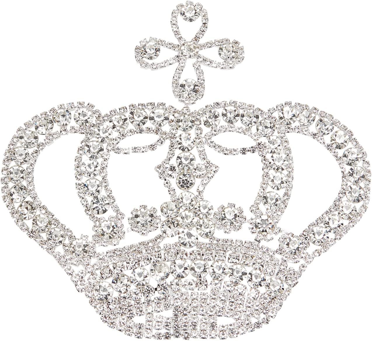 FINGERINSPIRE Crown Rhinestone Patches Crown Sewing on Appliques 117x110x5 mm Crystal Rhinestone Applique Glitter Applique Patch for Wedding Dress, Prom Dress, Bridesmaid Dress