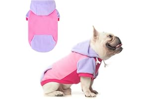 BEAUTYZOO Fleece Dog Hoodie Sweatershirt with Pocket and Leash Hole, Stretchy Small Medium Large Sized Dogs Clothes for Fall Winter Cold Days, Color Designer Warm Dog Jackets,French Bulldog Coats