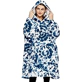 KFUBUO Wearable Blanket Hoodie for Adult Sherpa All Patterns Oversized Hoodie Sweatshirt Blanket with Pockets Birthday Gifts for Women Tie Dye