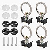 Anina 4-Pack L Track Tie Down Anchor Kits Round Anchor Point with 4000lbs Strength, Low Profile Quick Release & 360° Swivel Ring, for Truck Bed Trailer Van ATV UTV Motorcycle