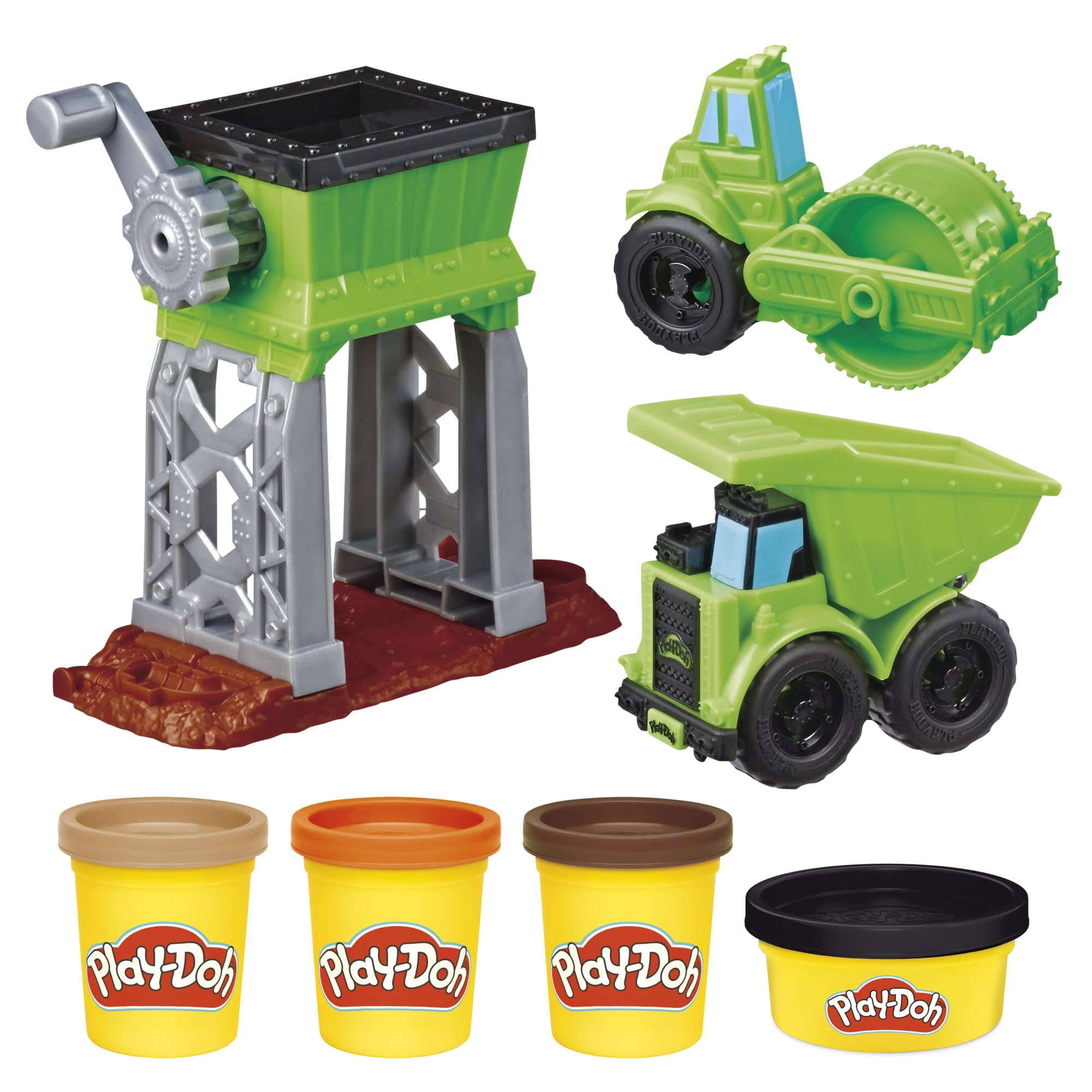 Play-Doh Gravel Yard Construction Playset | 2 Toy Trucks & Gravel Grinder, Sensory Play, Arts & Crafts for Kids 3+