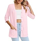 DB MOON Womens Summer Lightweight Cardigan 3/4