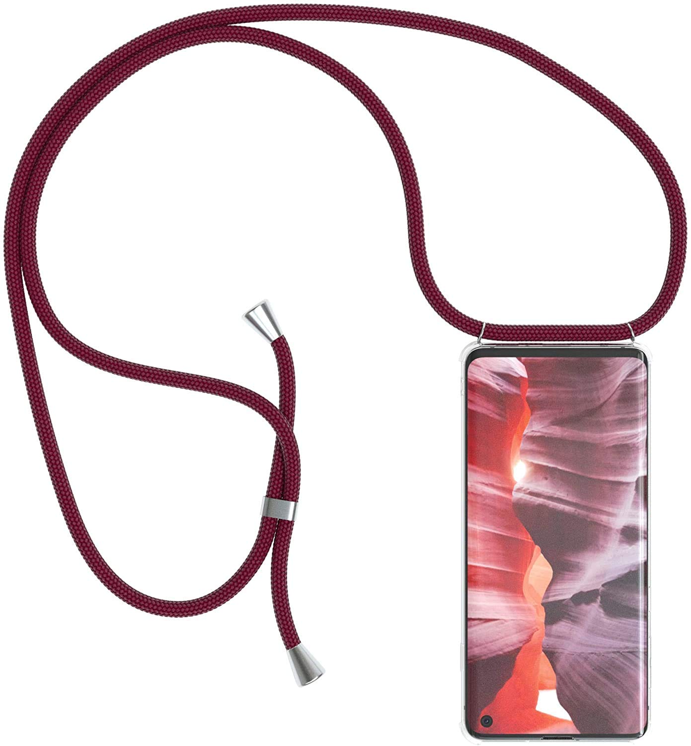 SIMao Necklace for iPhone 11 Transparent Silicone Case with Lanyard Cord Necklace Lanyard Case Phone Case with Cord Necklace Case for iPhone 11, Wine Red