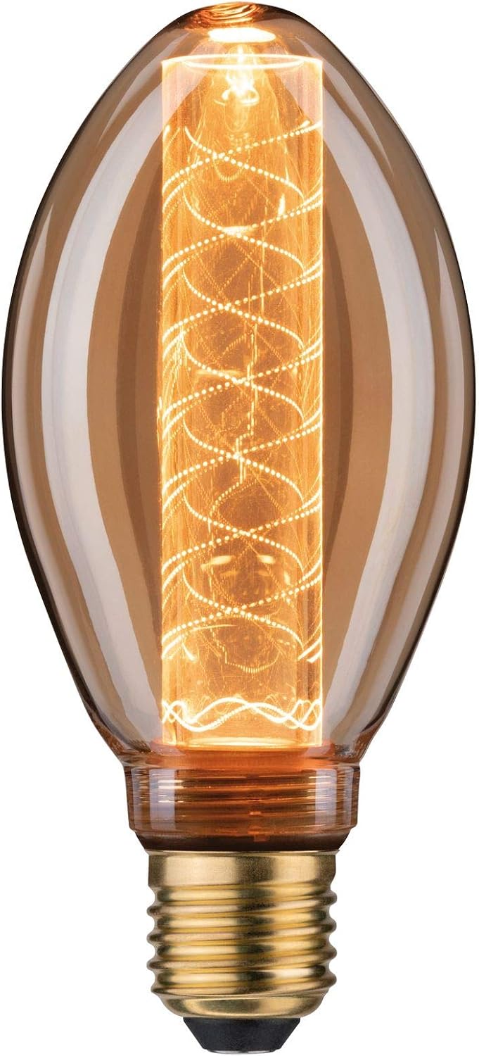 Paulmann 28600 LED lamp B75 Inner Glow 4W Retro lamp Gold with Glass Inner Bulb 1800K Gold Light E27, Kerze diameter 75 mm Spiralmuster