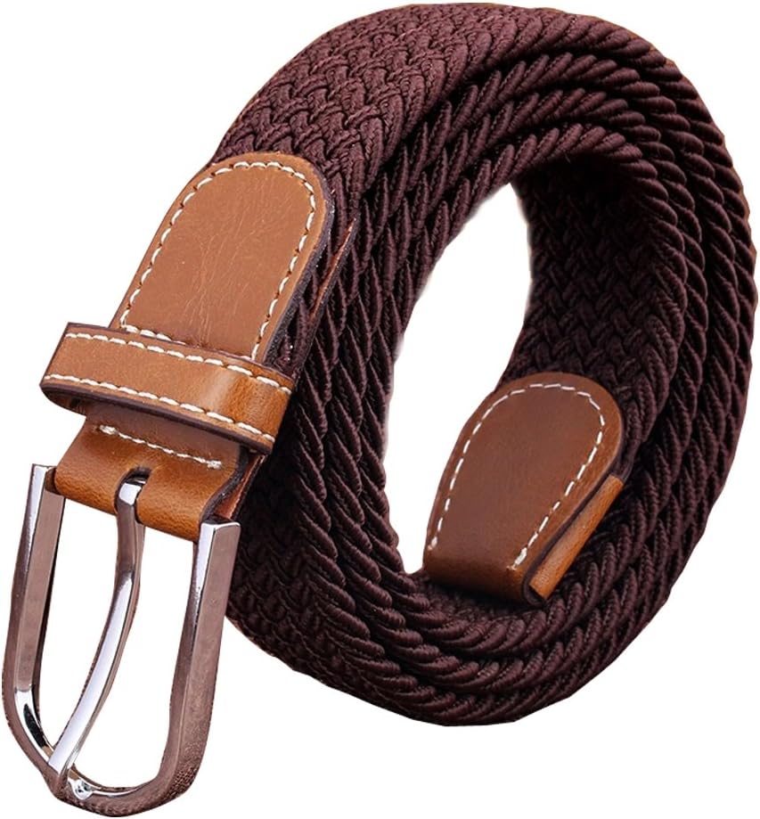 Mens Belt Casual Braided Elastic Fabric Woven Stretch Elasticated Belts