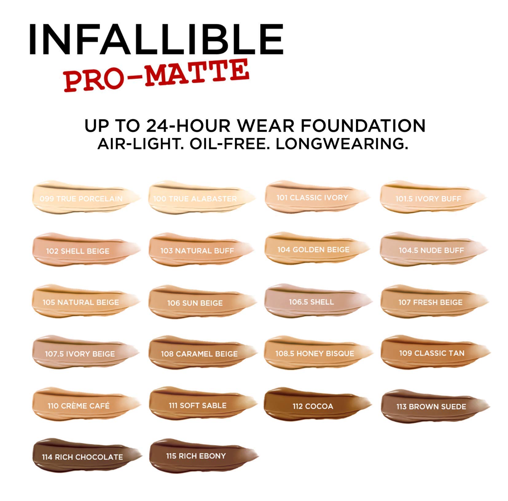 L'Oréal Paris Infallible ProMatte Liquid Longwear Foundation Makeup, 101 Classic Ivory, 1 fl L'Oréal Paris Infallible ProMatte Liquid Longwear Foundation Makeup, 101 Classic Ivory, 1 fl